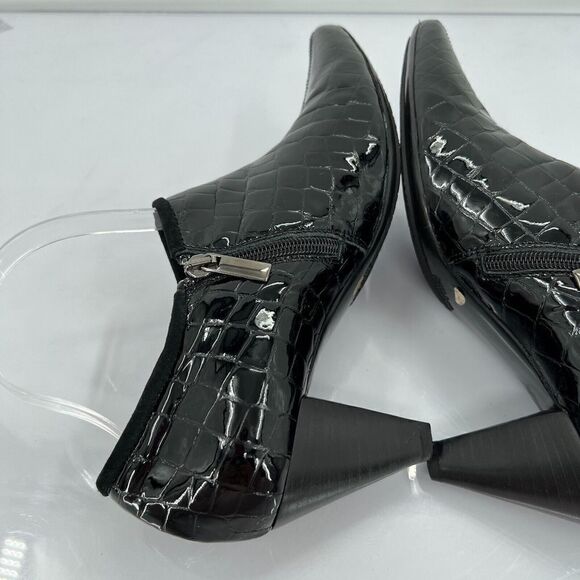 Aquatallia Women's Ankle Pump Pointy  Toe Size 8.5 Waterproof Black Croc Leather - Picture 7 of 12